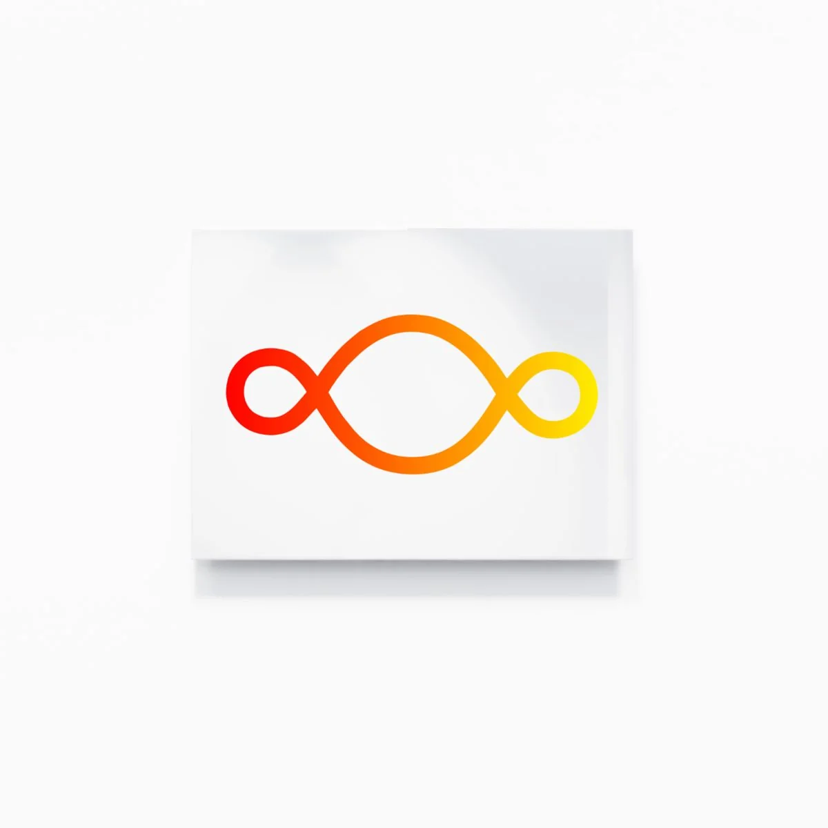 Michelangelo Pistoletto, Vivid Red + Primary Yellow = Tangerine: the Third Paradise symbol in a two-colour gradient on mirror-polished stainless steel