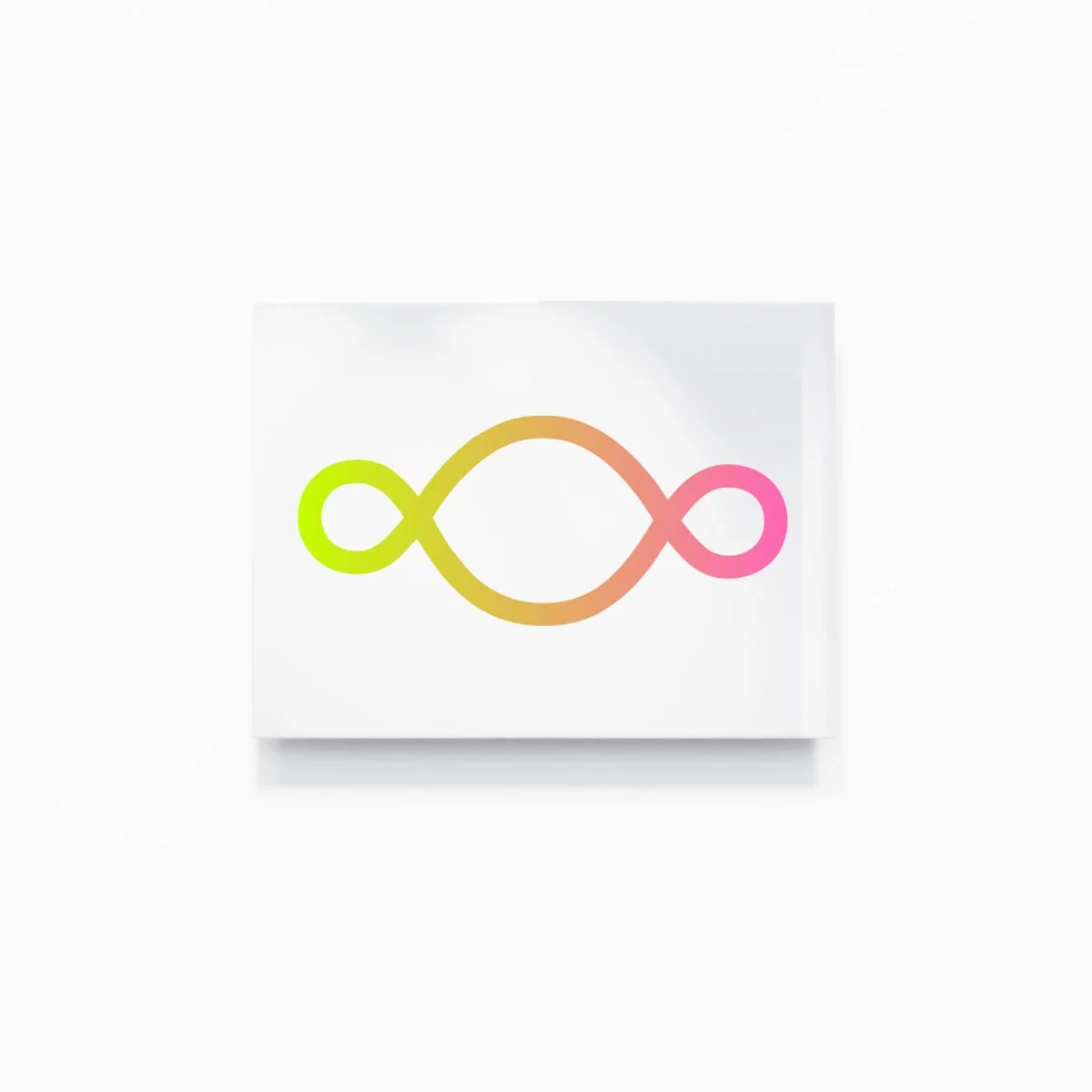 Michelangelo Pistoletto, Neon Lime + Vivid Magenta = Warm Sand: the Third Paradise symbol in a two-colour gradient on mirror-polished stainless steel