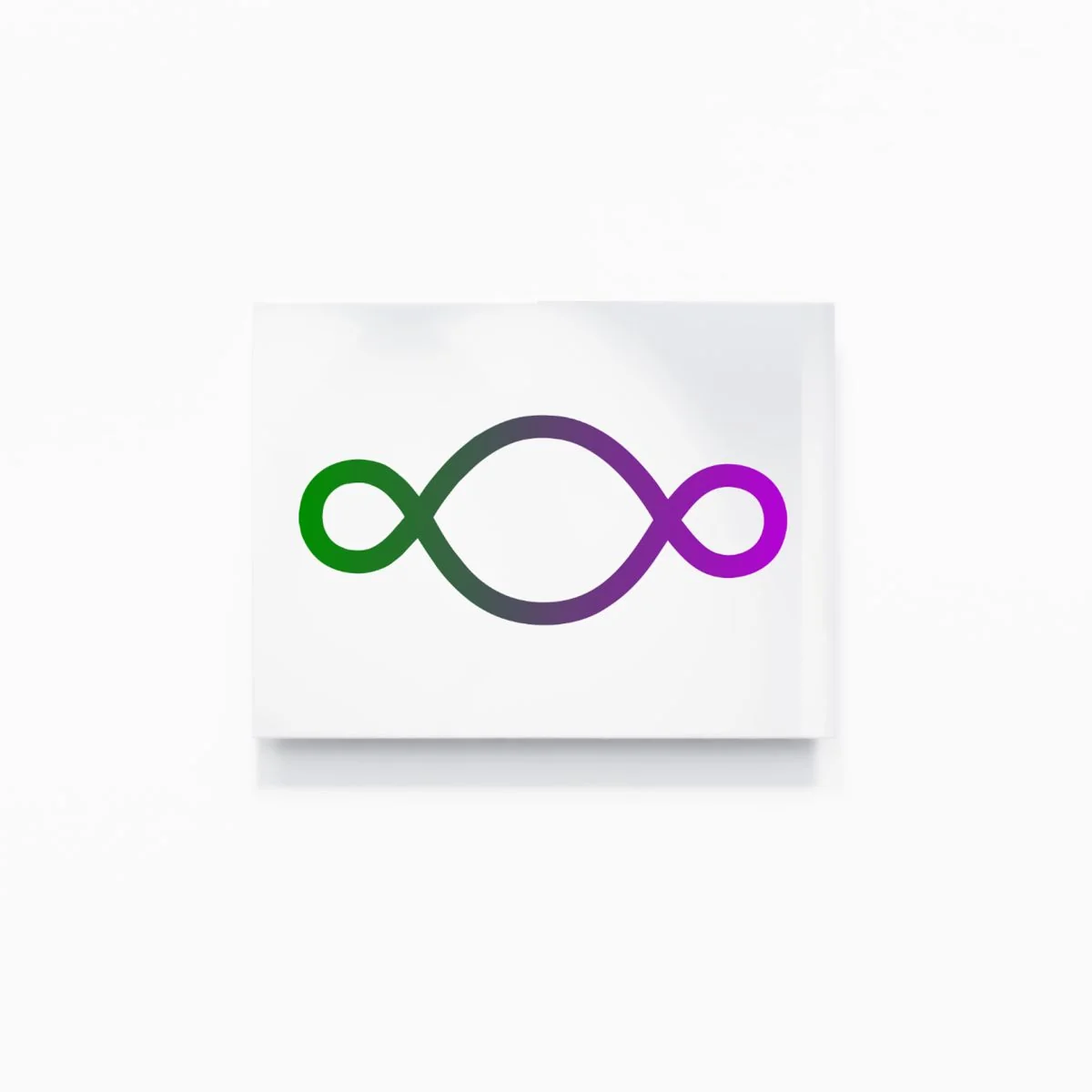 Michelangelo Pistoletto, Emerald Green + Electric Purple = Dusty Violet: the Third Paradise symbol in a two-colour gradient on mirror-polished stainless steel