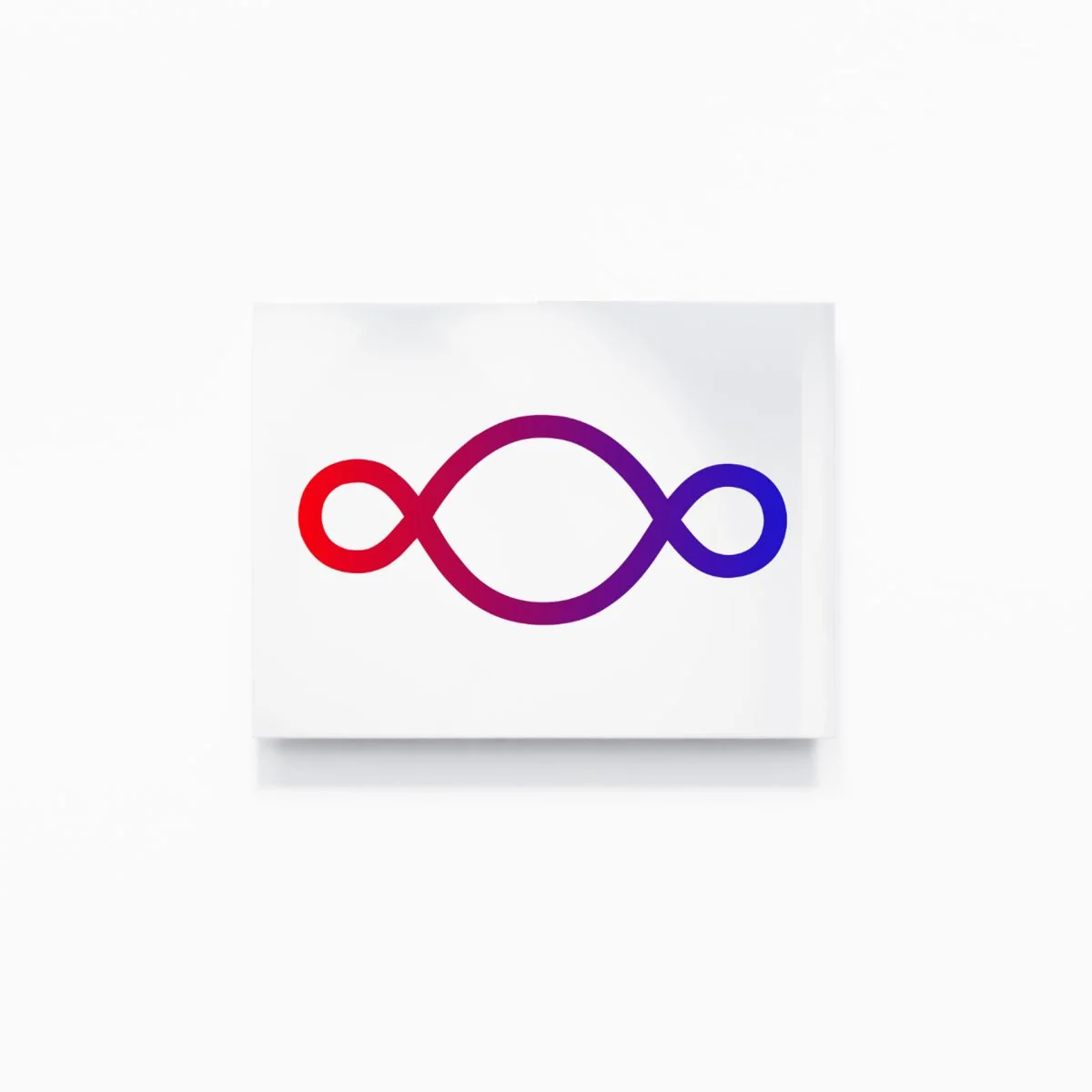 Michelangelo Pistoletto, Carmine + Electric Indigo = Purple Magenta: the Third Paradise symbol in a two-colour gradient on mirror-polished stainless steel