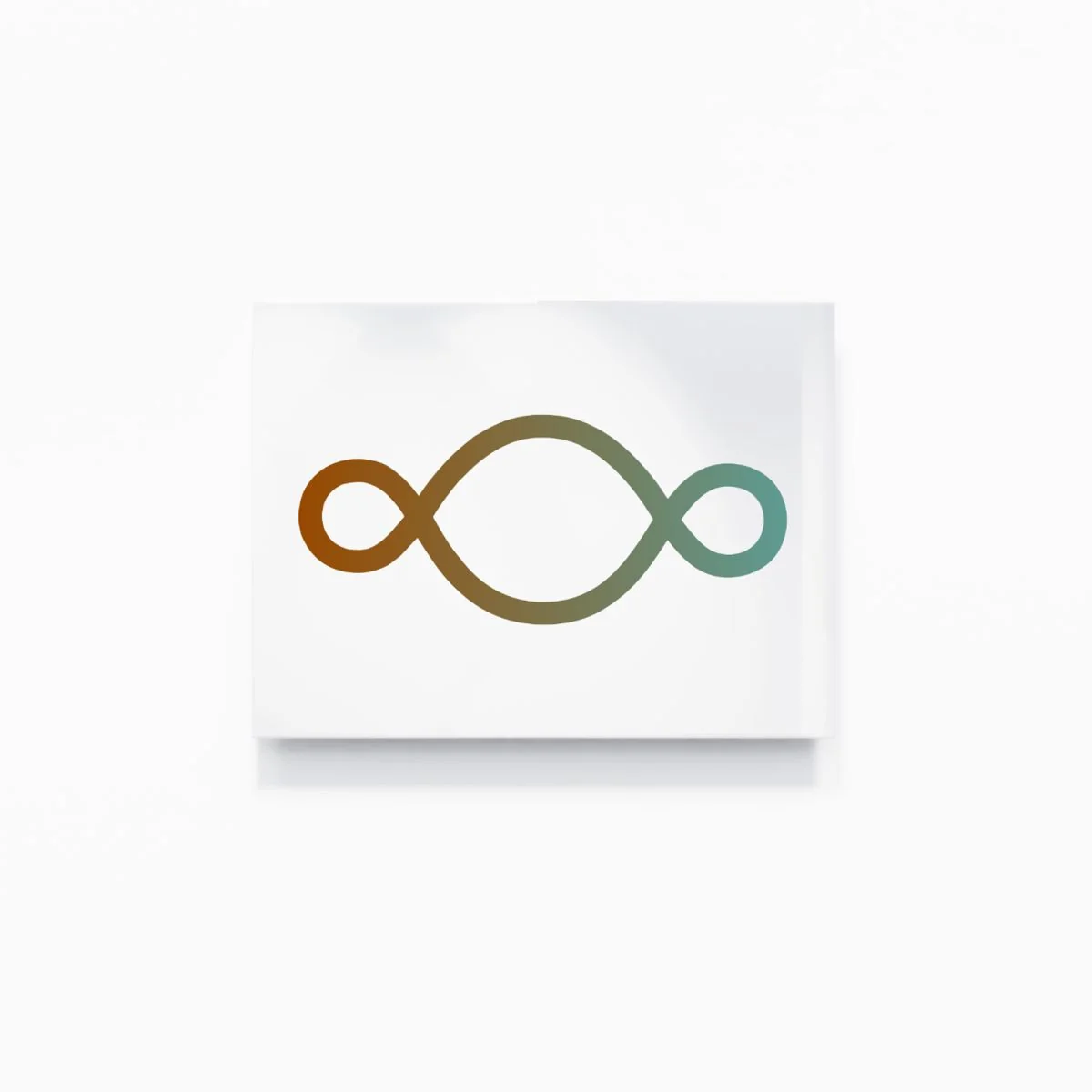 Michelangelo Pistoletto, Copper Brown + Dusty Teal = Earth Brown: the Third Paradise symbol in a two-colour gradient on mirror-polished stainless steel
