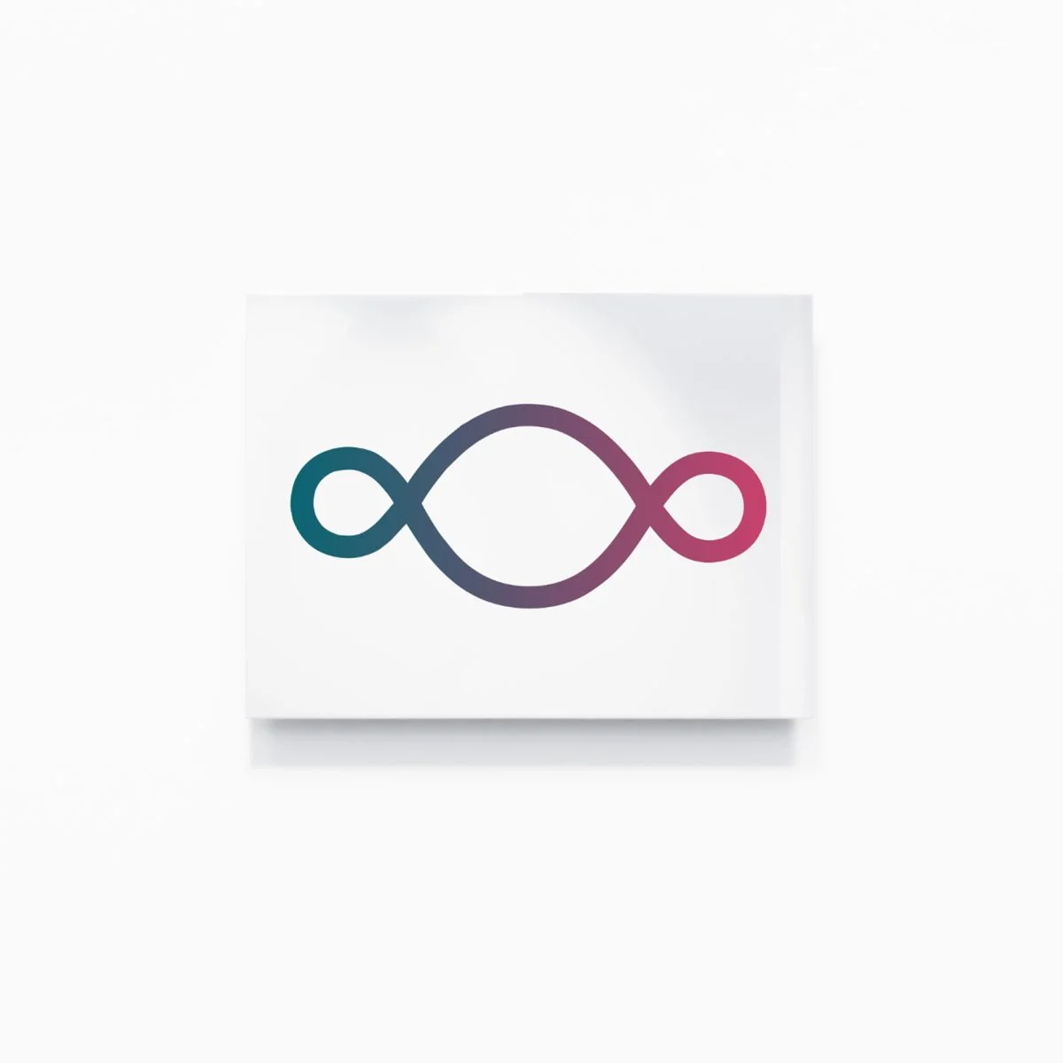 Michelangelo Pistoletto, Ocean Blue Green + Mauve Rose = Muted Purple: the Third Paradise symbol in a two-colour gradient on mirror-polished stainless steel