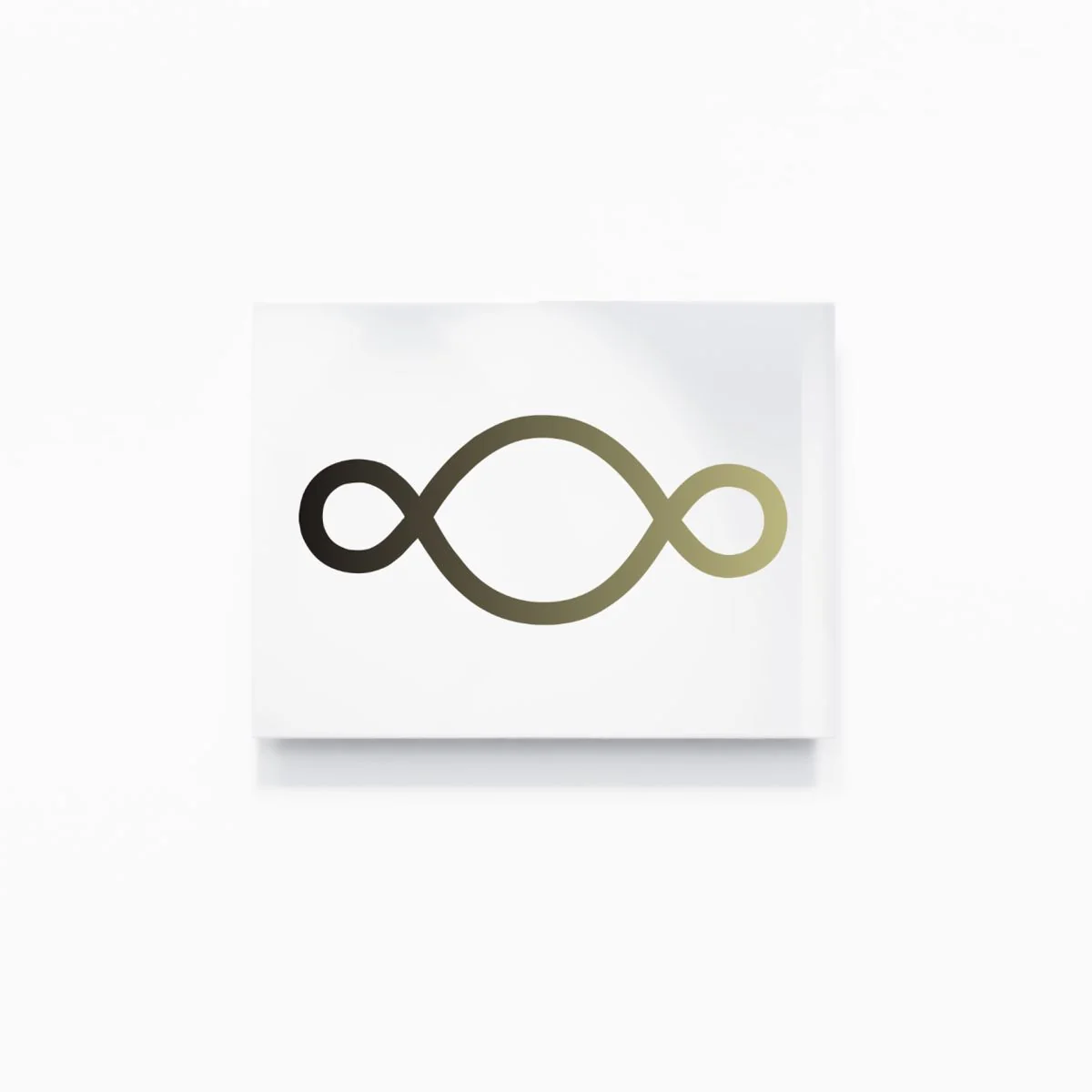 Michelangelo Pistoletto, Warm Black + Dusty Gold = Olive Drab: the Third Paradise symbol in a two-colour gradient on mirror-polished stainless steel
