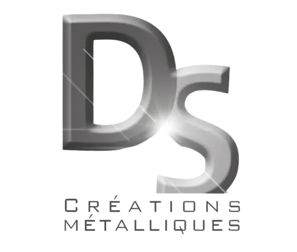 Logo avec les lettres D et S en métal brillant, texte CrÉations Métalliques en dessous.