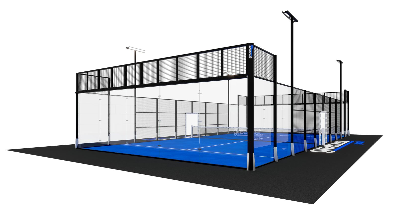 Terrain de padel panoramique Steel Vision — Vue du terrain