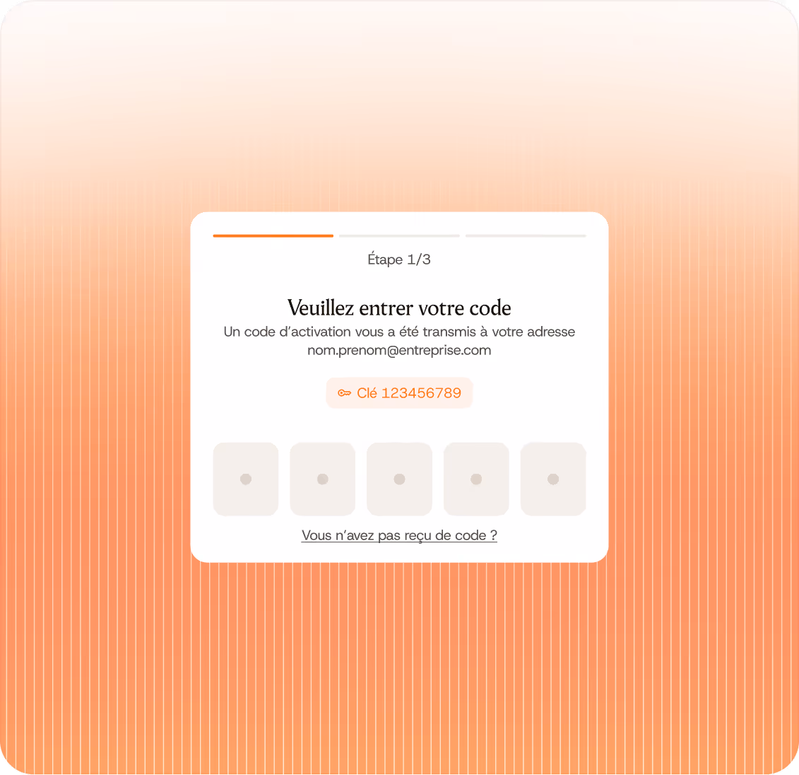 Formulaire français demandant d’entrer un code de vérification reçu par email en 5 cases.