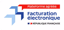 Logo Plateforme agréée Facturation électronique République Française avec drapeaux tricolores.
