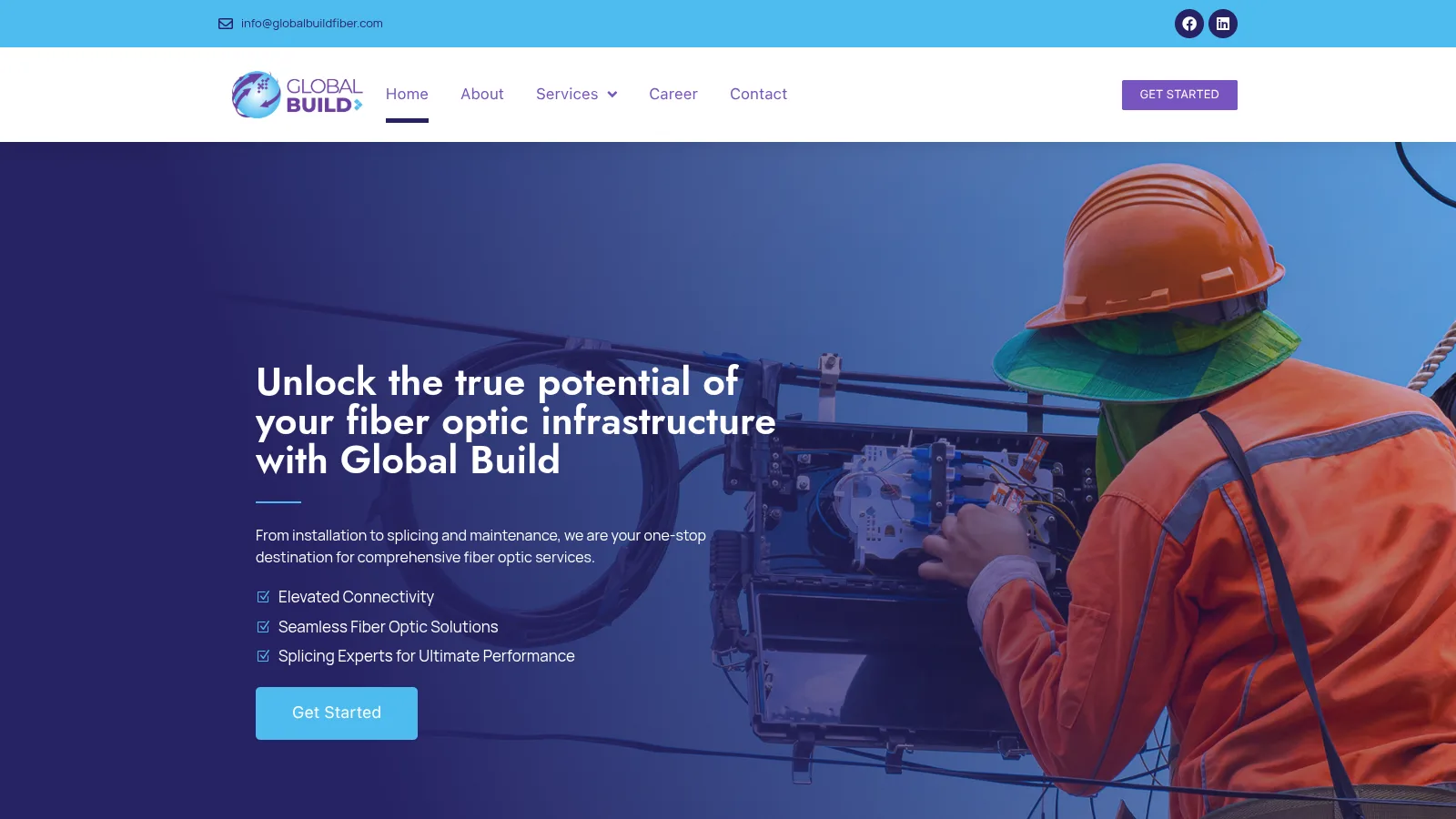 Global Build homepage on desktop