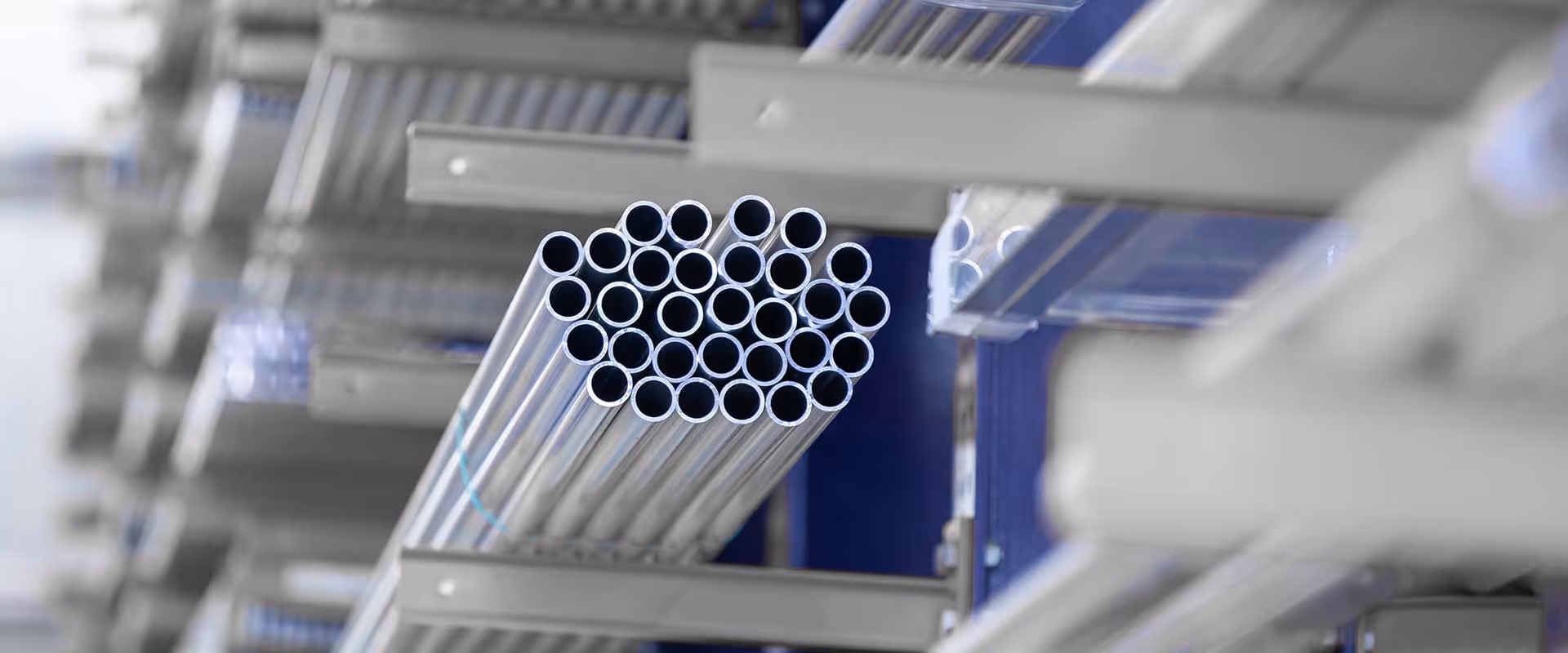 Aluminum tubing and extruded aluminum inventory stocked at ICI Metals for manufacturing, fabrication, and industrial applications.