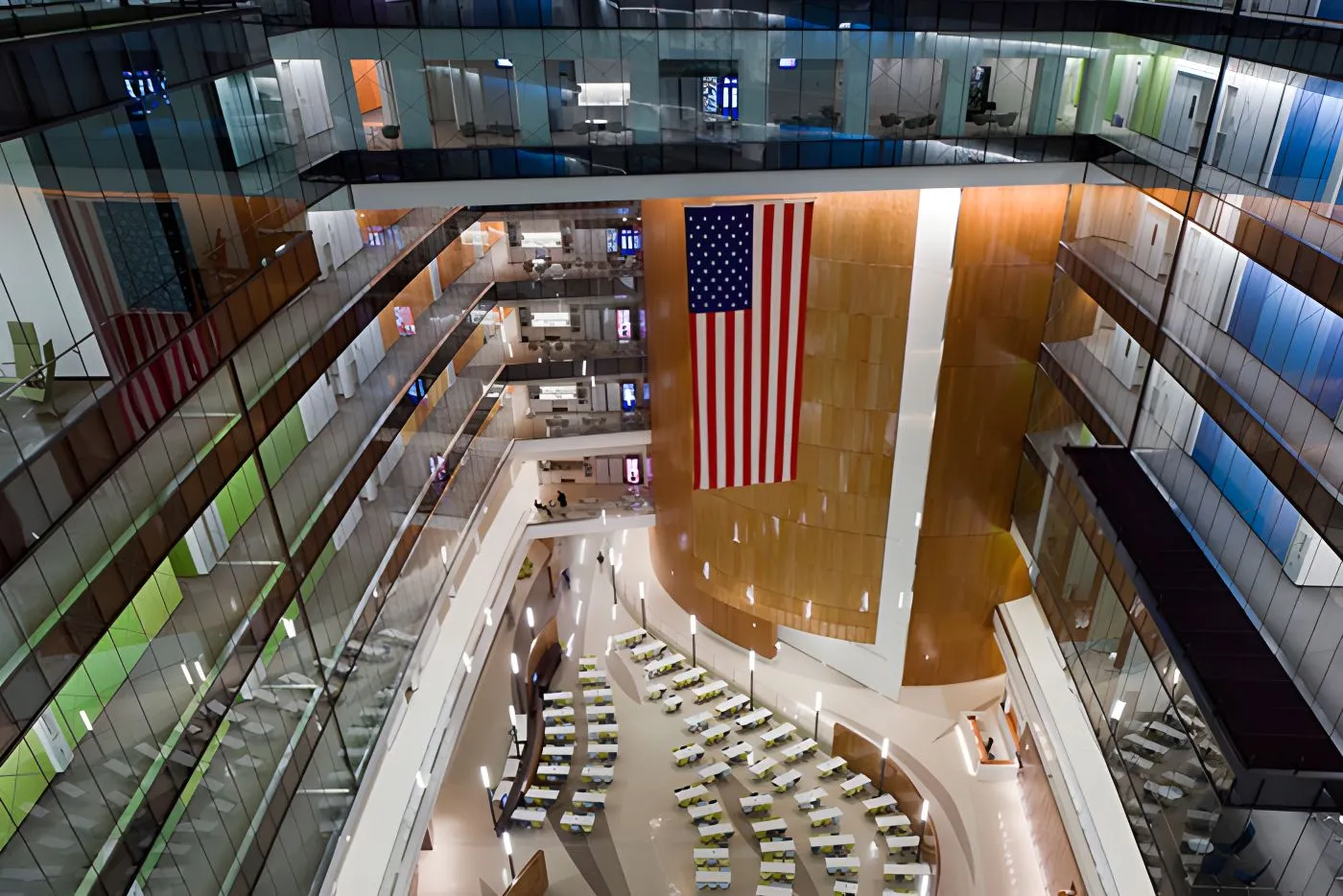 Interior atrium of a national security facility