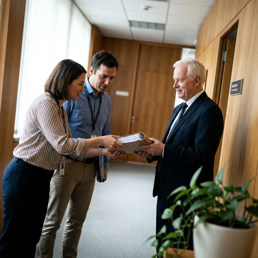 Colleagues reviewing a document together