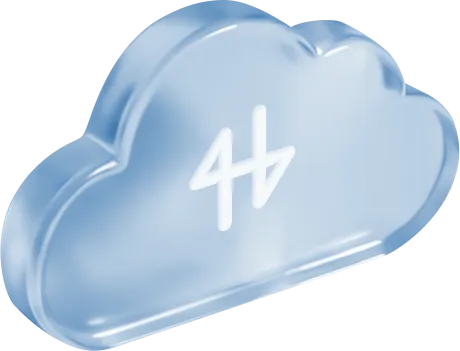 Shiny blue cloud-shaped icon with hotcast logo inside.