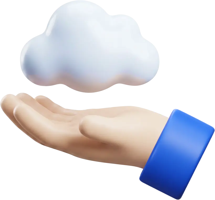 Illustration of a hand a small cloud above the palm.