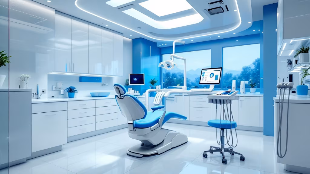 Modern dental operatory with digital imaging technology used for root canal treatment