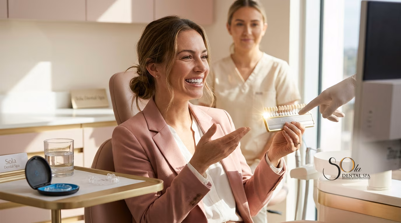Comparison of porcelain veneers and clear orthodontic aligners for correcting crooked teeth