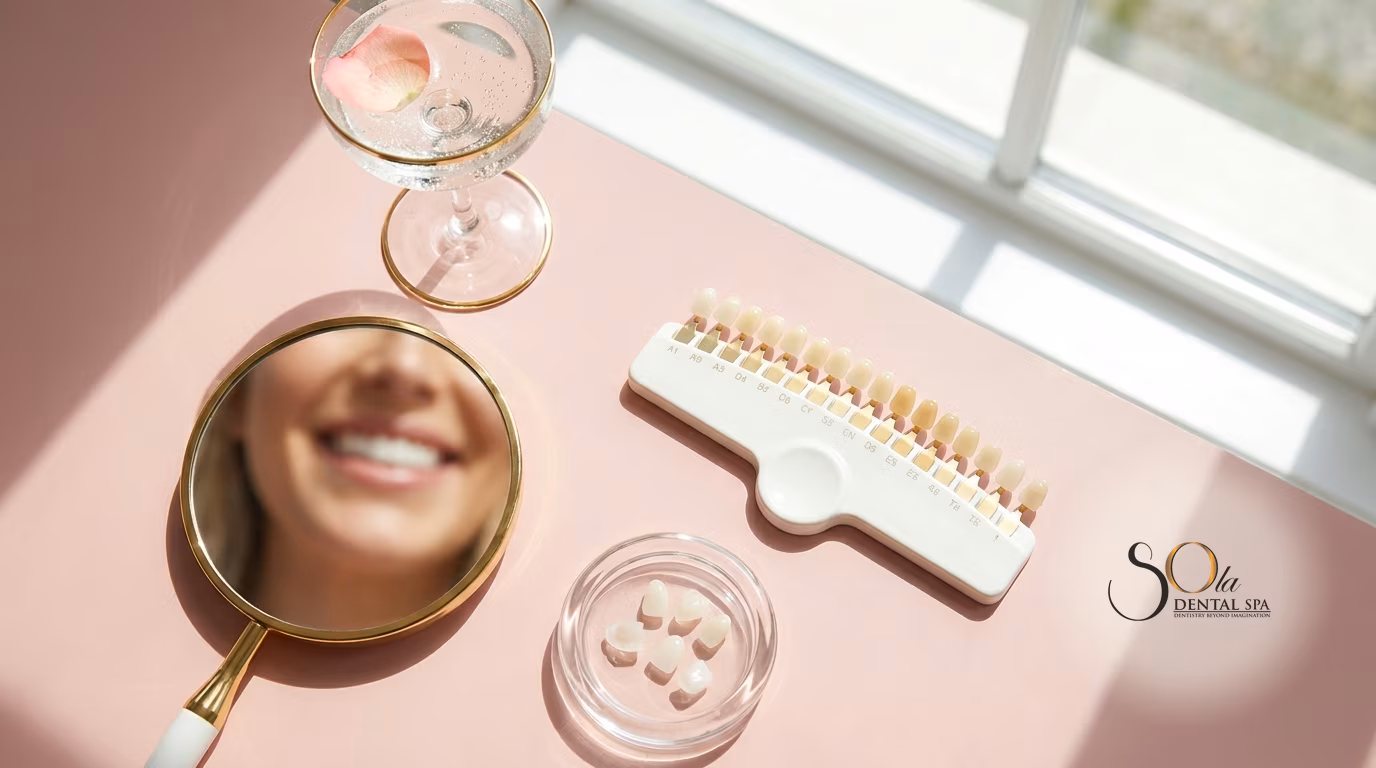 Natural-looking porcelain veneers that dispel common myths, shown at Sola Dental Spa in Staten Island