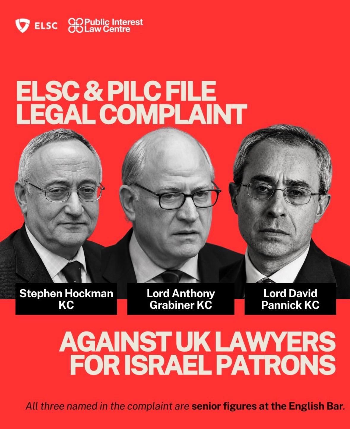 BSB complaint filed against senior barrister patrons of UK Lawyers for Israel