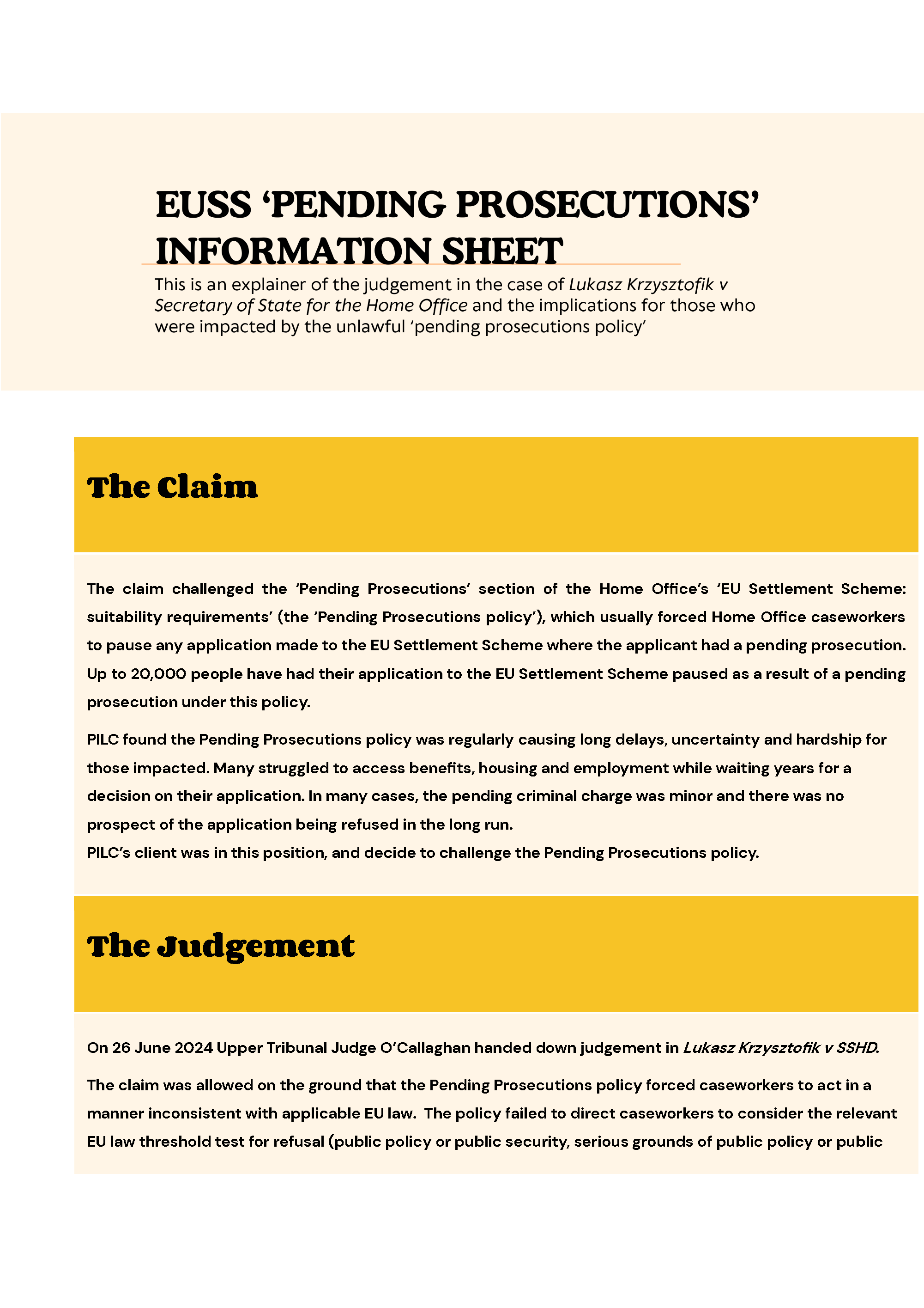 EU Settlement Scheme delays - Pending Prosecutions