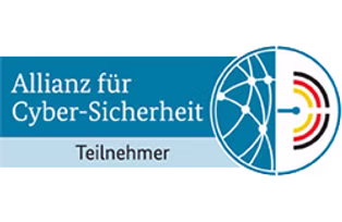Logo Allianz für Cyber-Sicherheit mit Text Teilnehmer und blau-rotem Symbol.