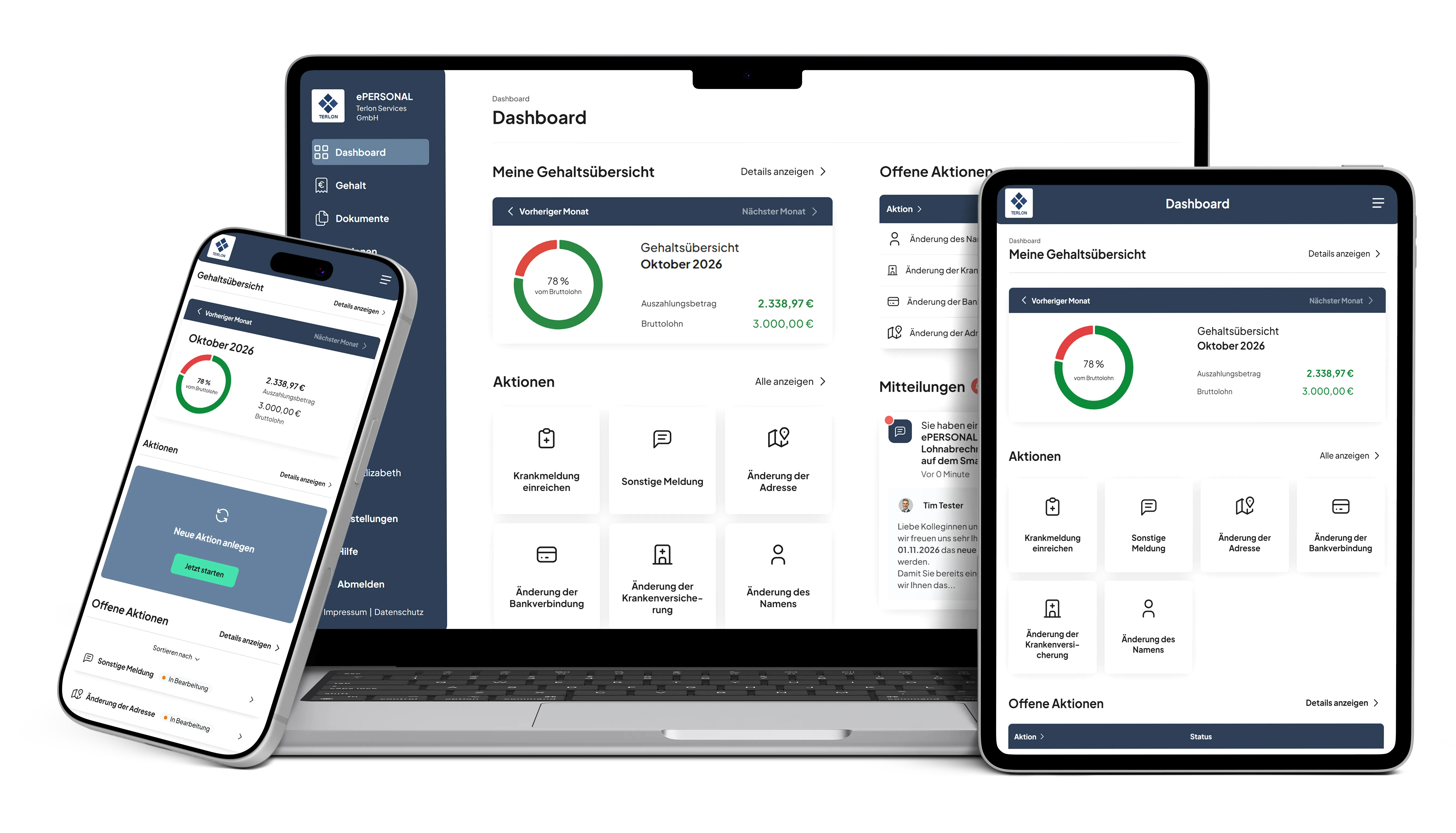 ePERSONAL Produktansicht auf Desktop, Tablet und Smartphone