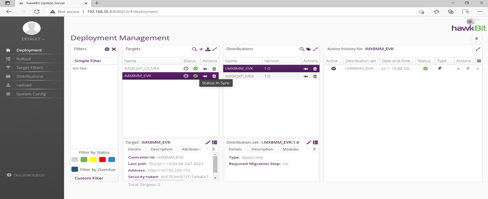 Eclipse hawkBit used to monitor updates through SWUpdate