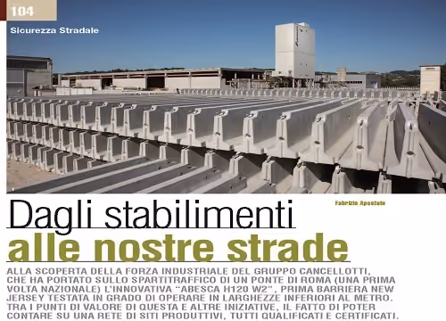 Pagina di rivista «Dagli stabilimenti alle nostre strade», con la foto di uno stabilimento