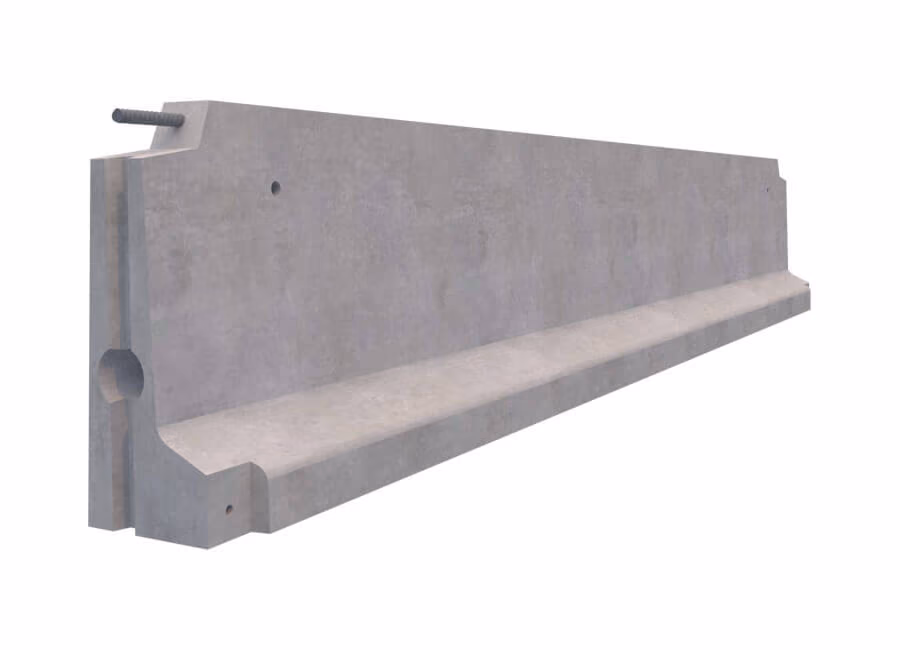 Rendering di una barriera spartitraffico in calcestruzzo su sfondo bianco