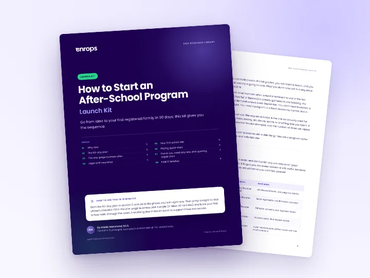 Cover and a sample page of the After-School Program Launch Kit