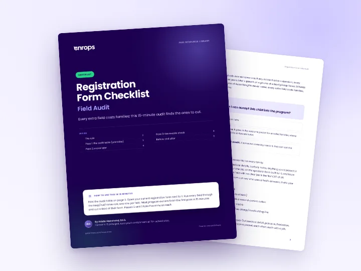 Cover and a sample page of the Registration Form Field Audit