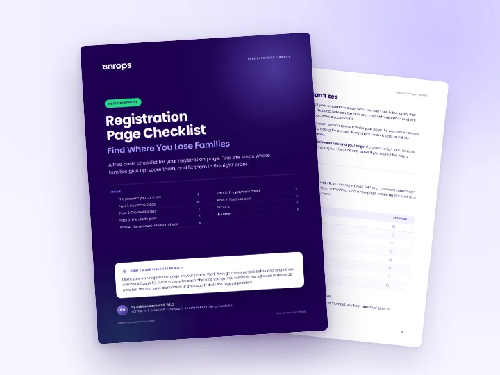 Cover and a sample page of the Registration Page Checklist