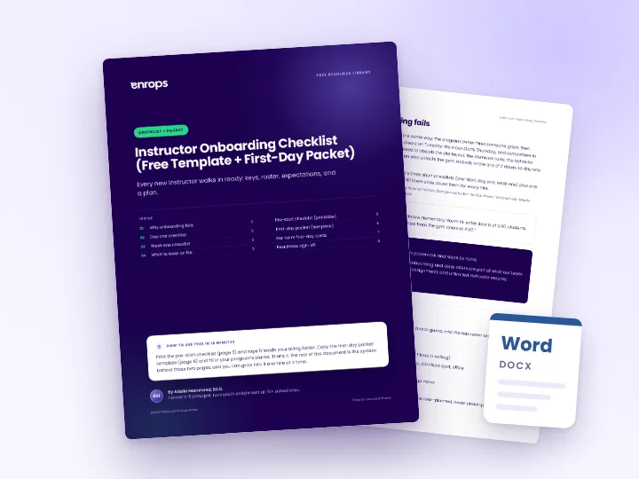 Cover and a sample page of the Instructor Onboarding Checklist