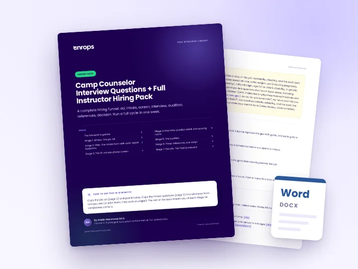 Cover and a sample page of the Instructor Hiring Pack