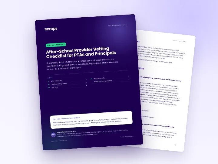 Cover and a sample page of the Provider Vetting Checklist