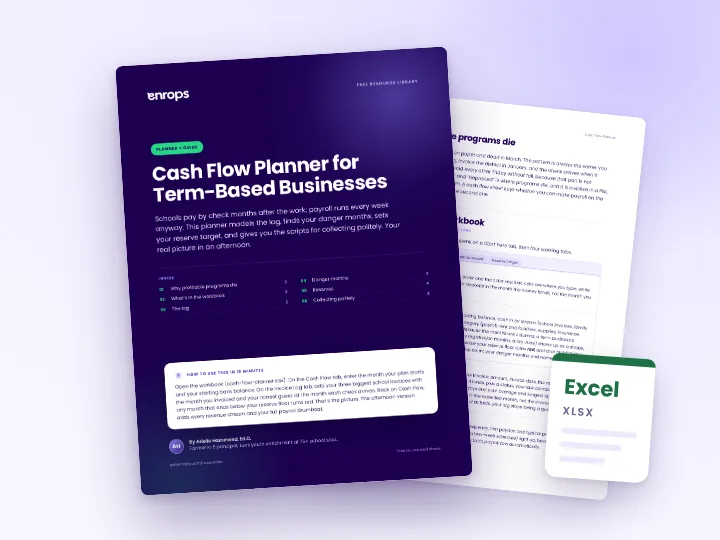 Cover and a sample page of the Cash Flow Planner