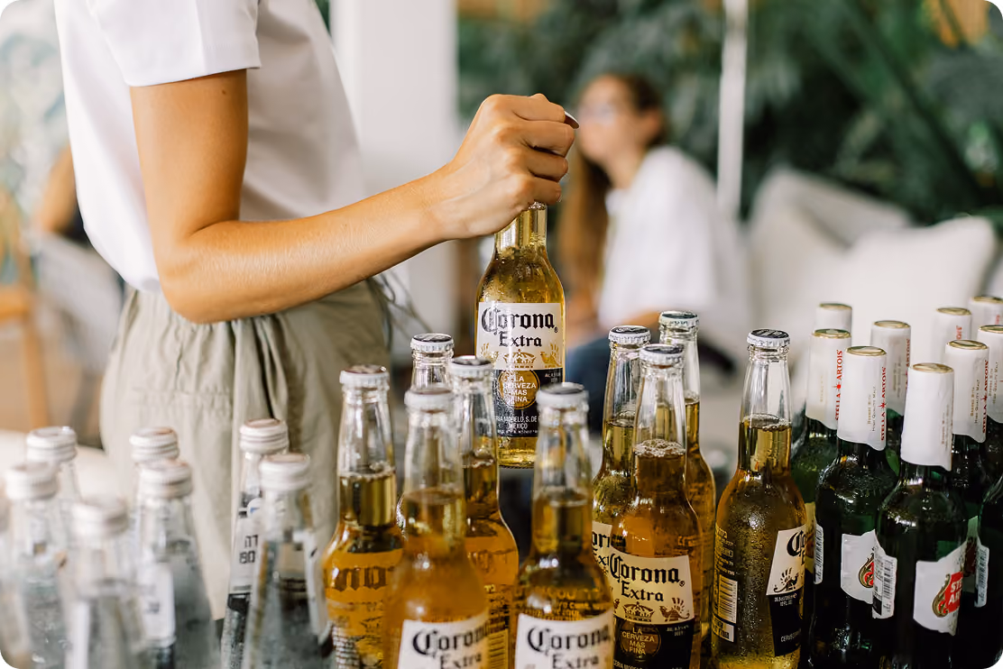 Drinks being opened at a Nagomi team gathering