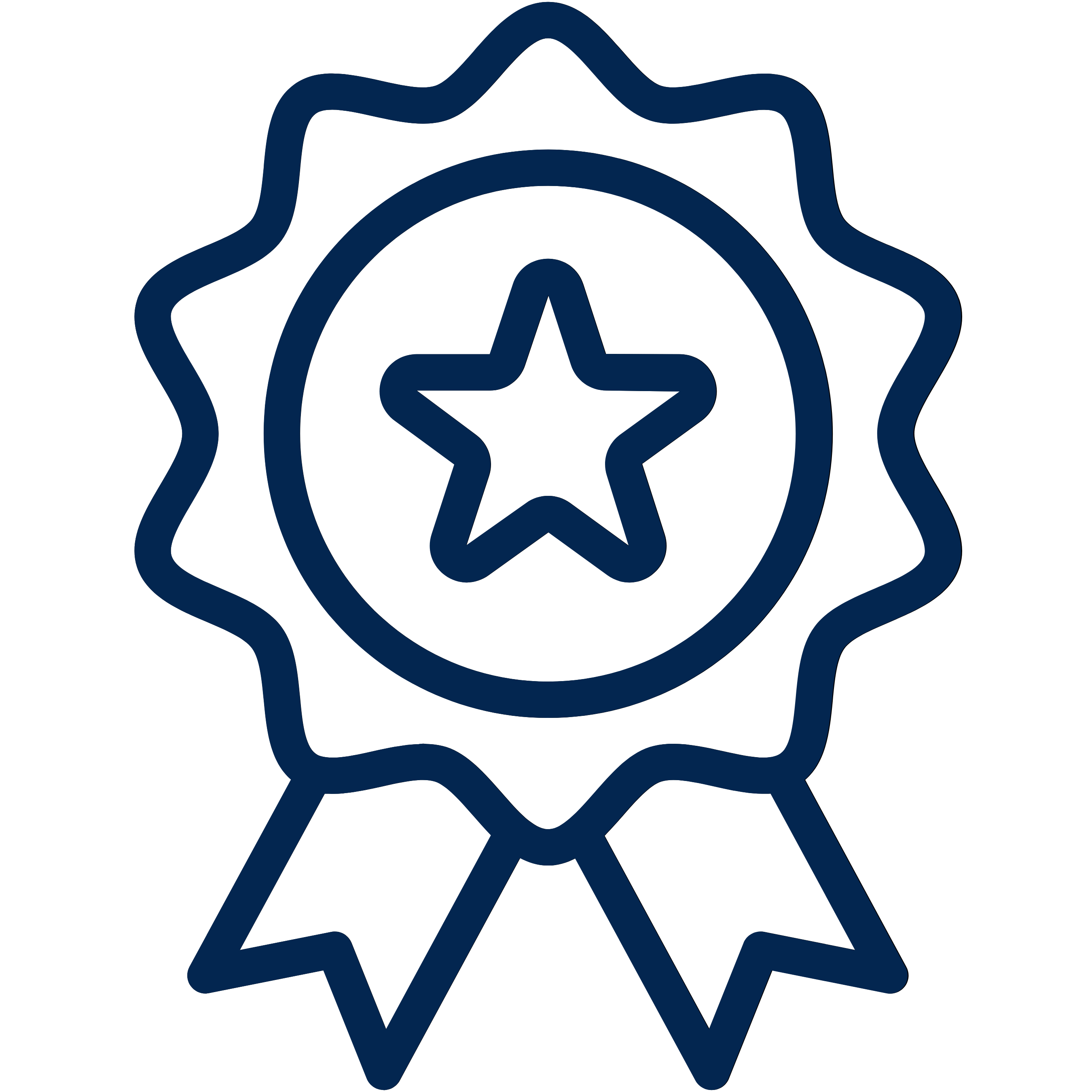 Line icon of award ribbon with a star in the center.