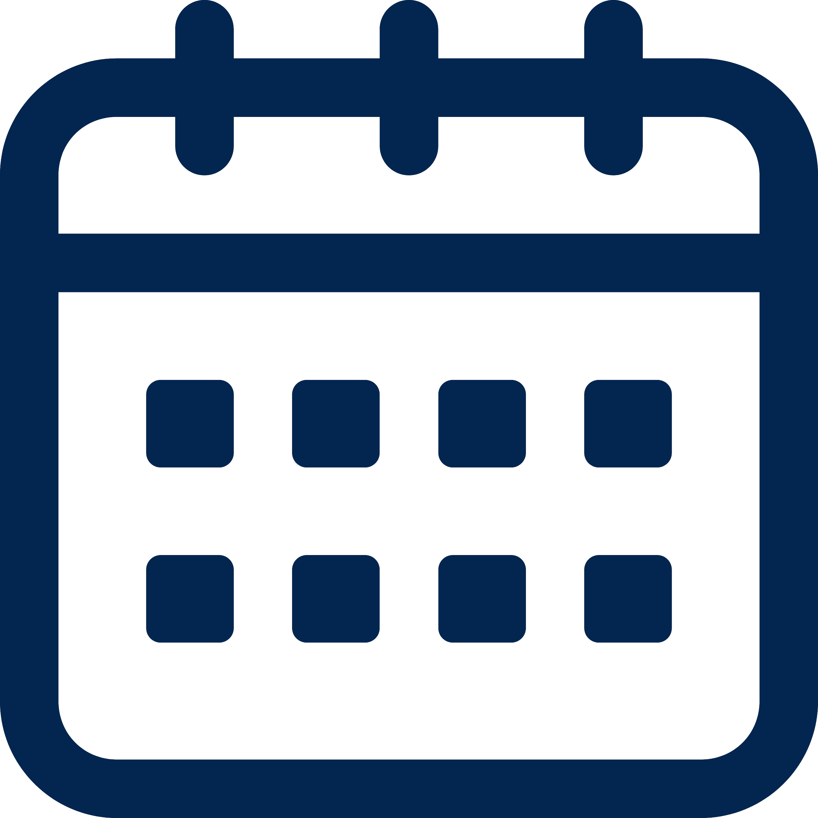 Blue calendar icon with grid representing days.