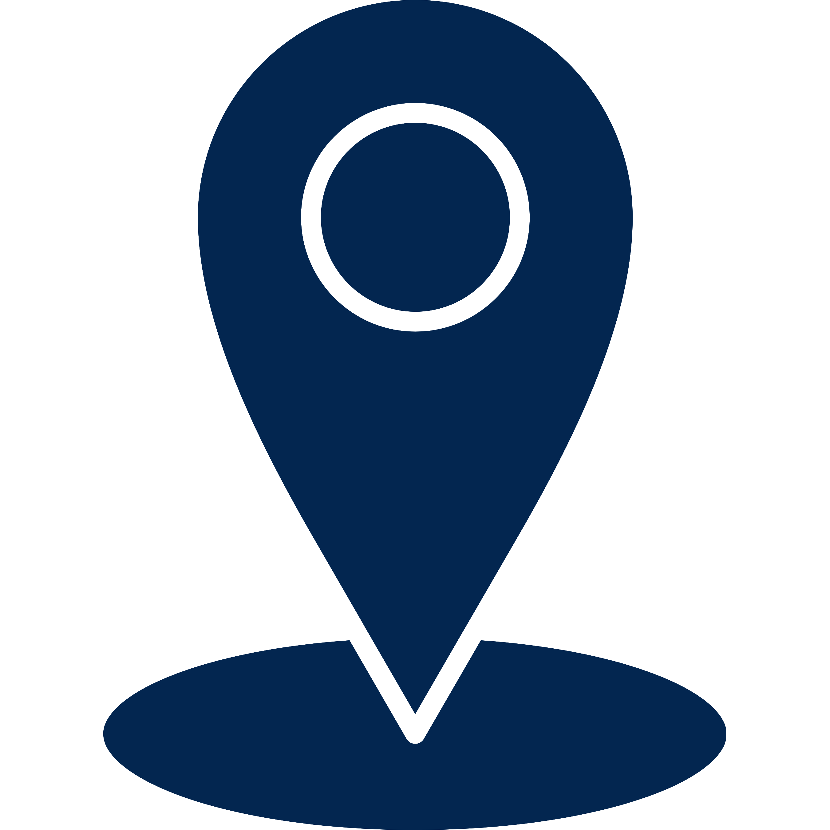 Blue map location pin icon on a matching blue base.