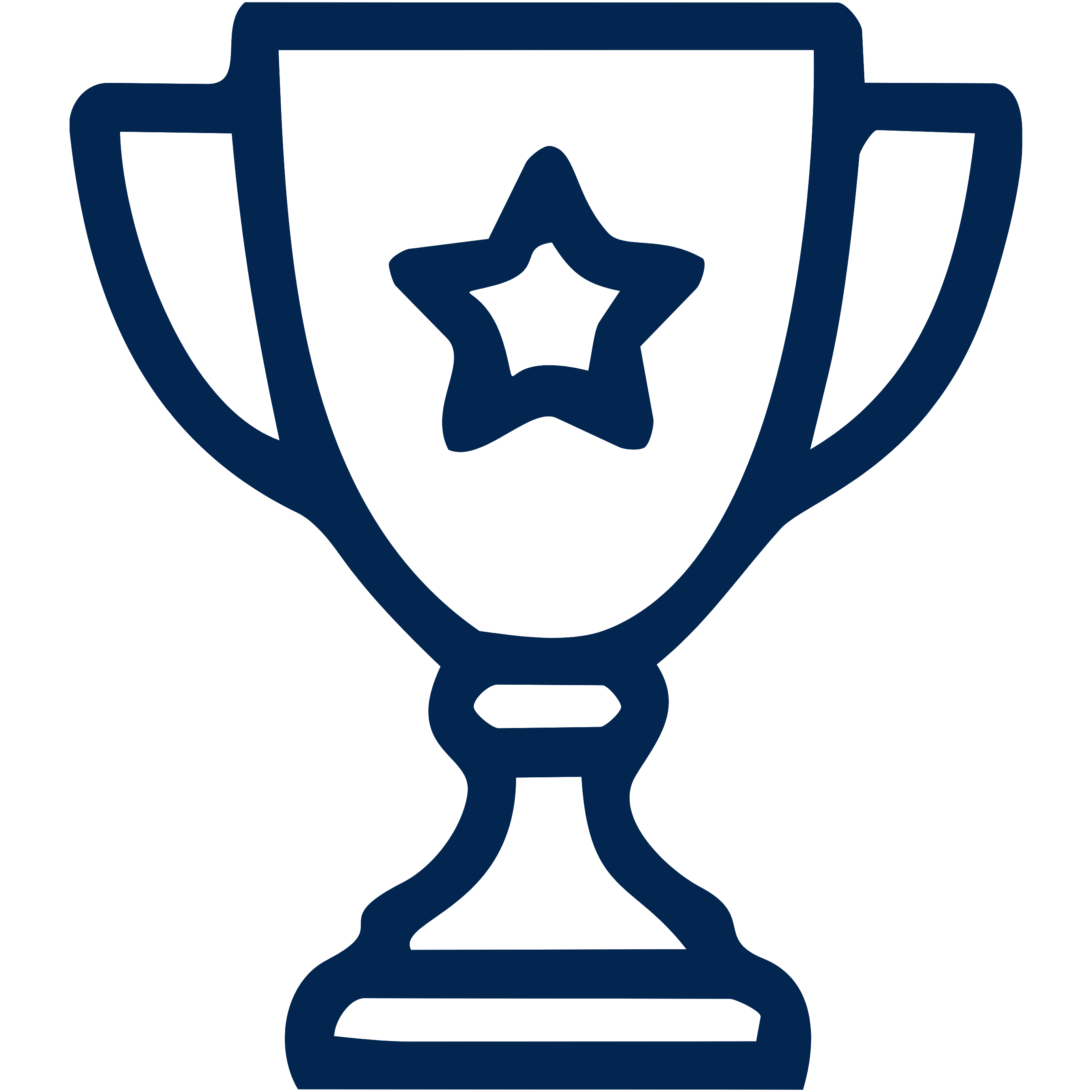 Dark blue trophy icon with a star in the center and two handles on the sides.