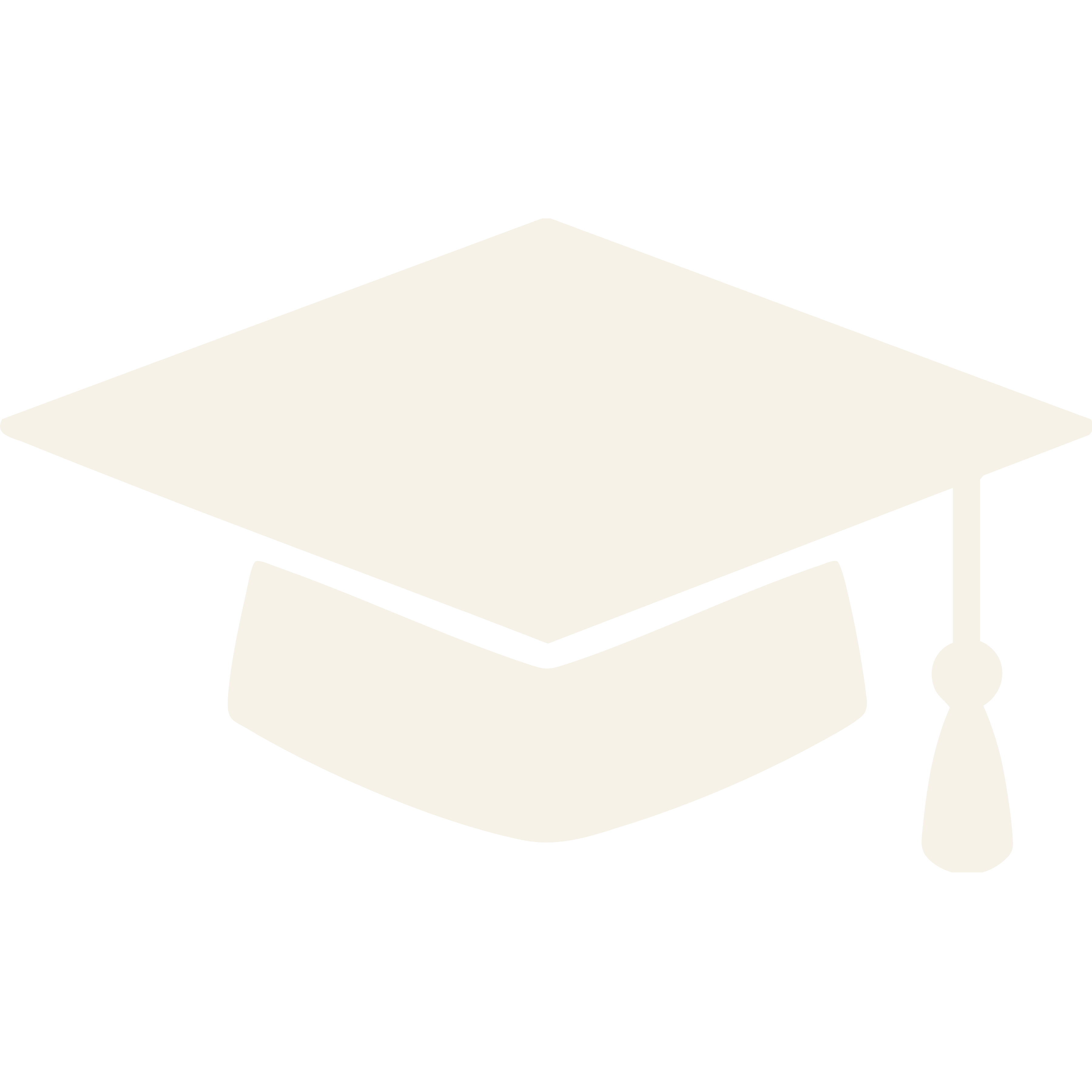 Simple silhouette icon of a graduation cap with a tassel on a black background.