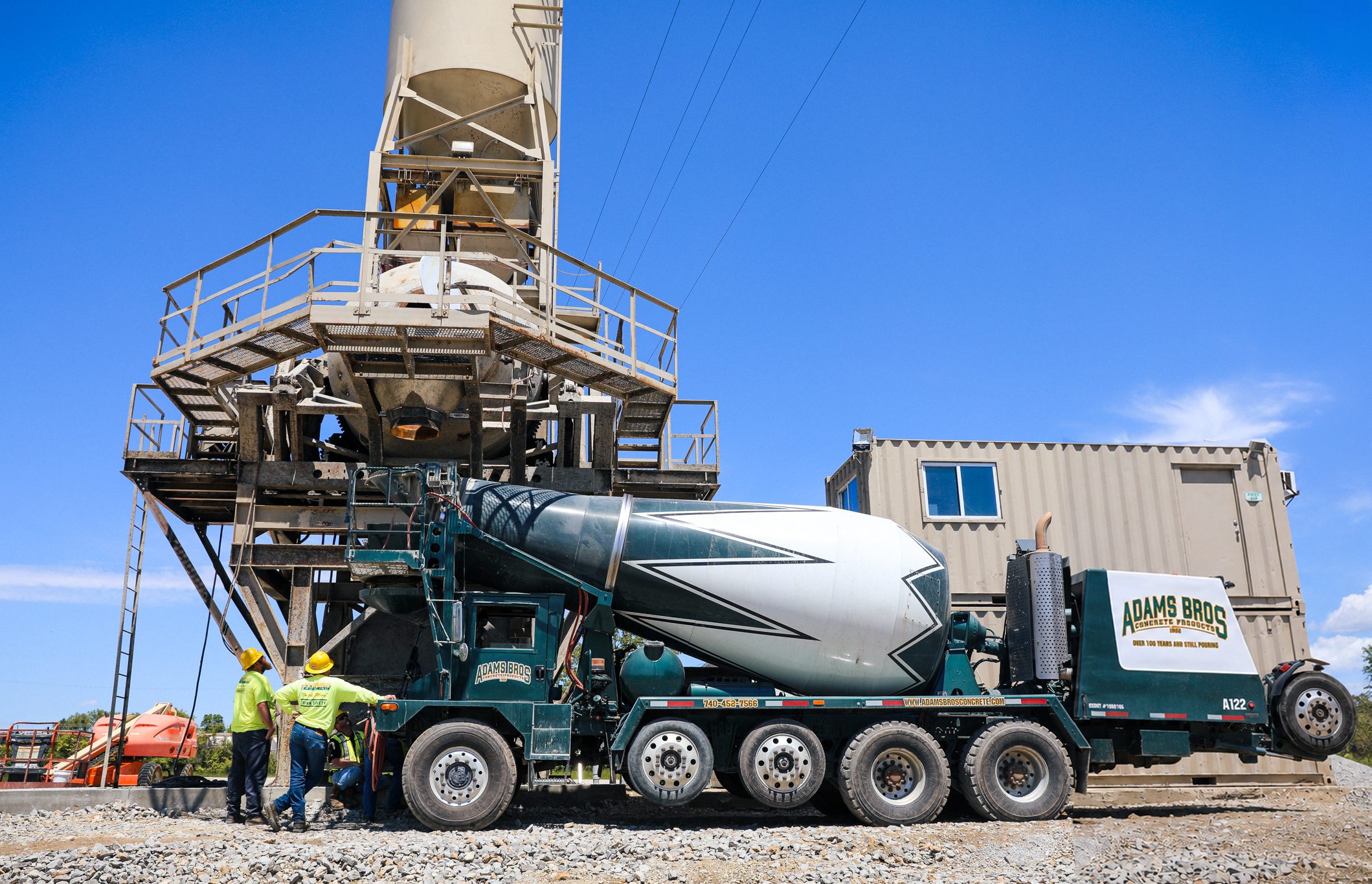 Adams Bros ready-mix truck at the batch plant