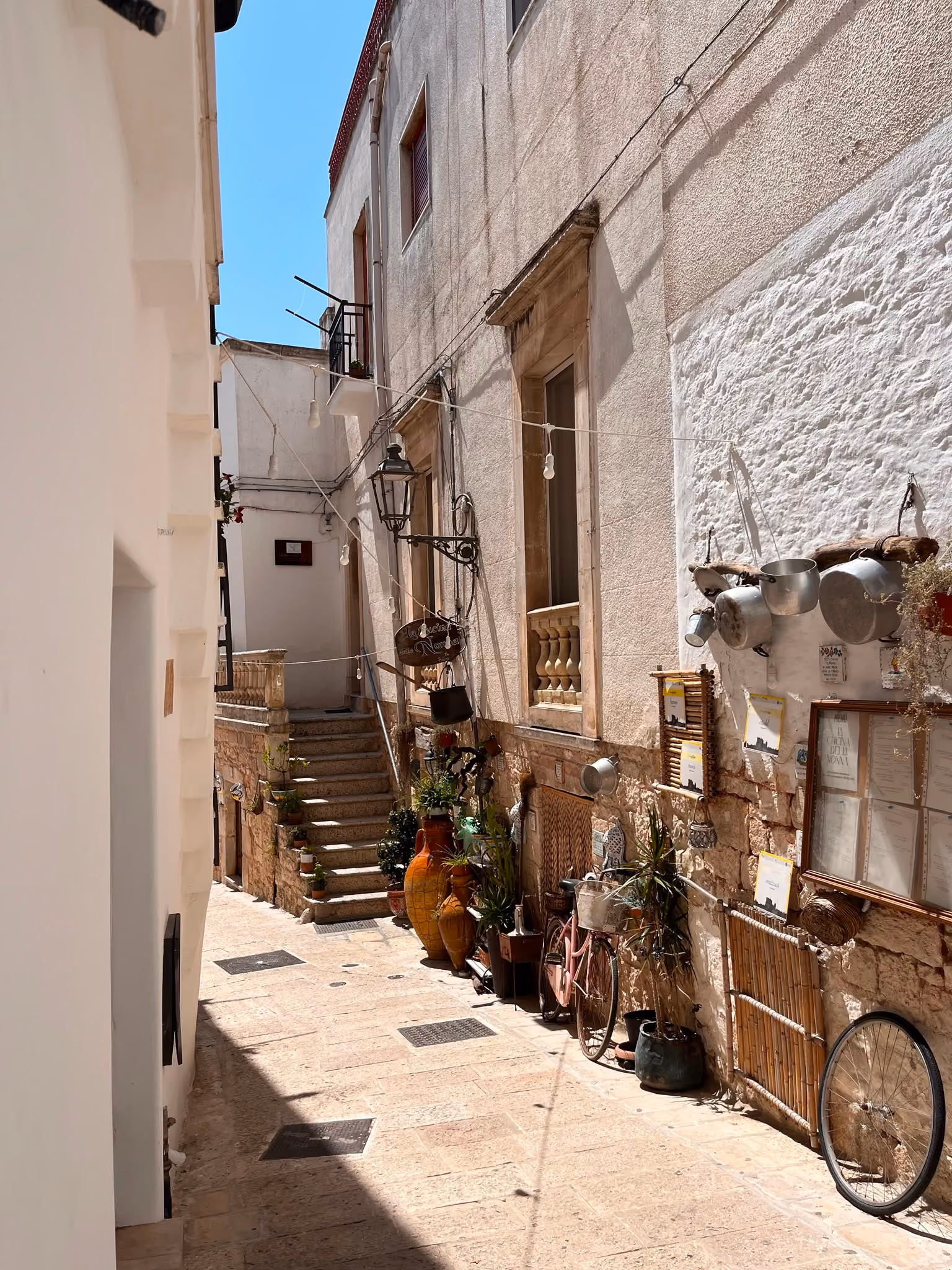 A charming narrow street in the historic centre of Ceglie Messapica