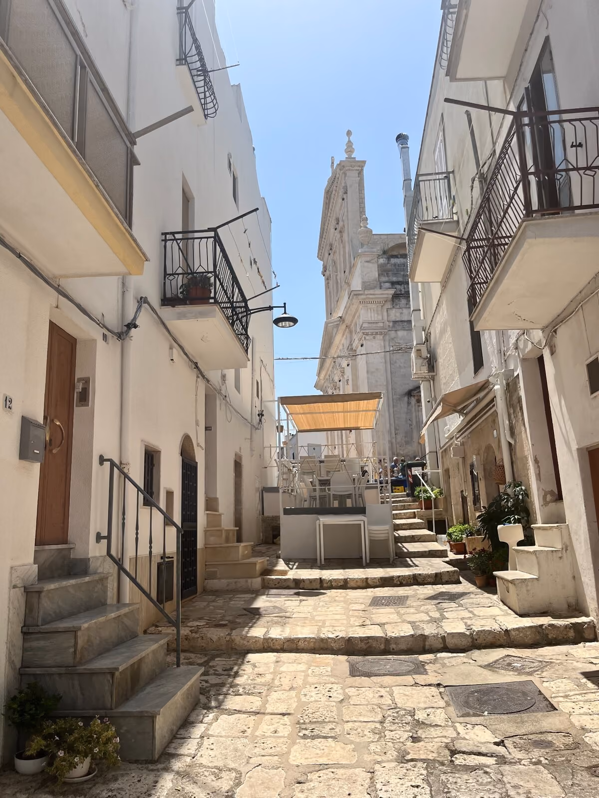 Whitewashed streets and church architecture in Ceglie Messapica
