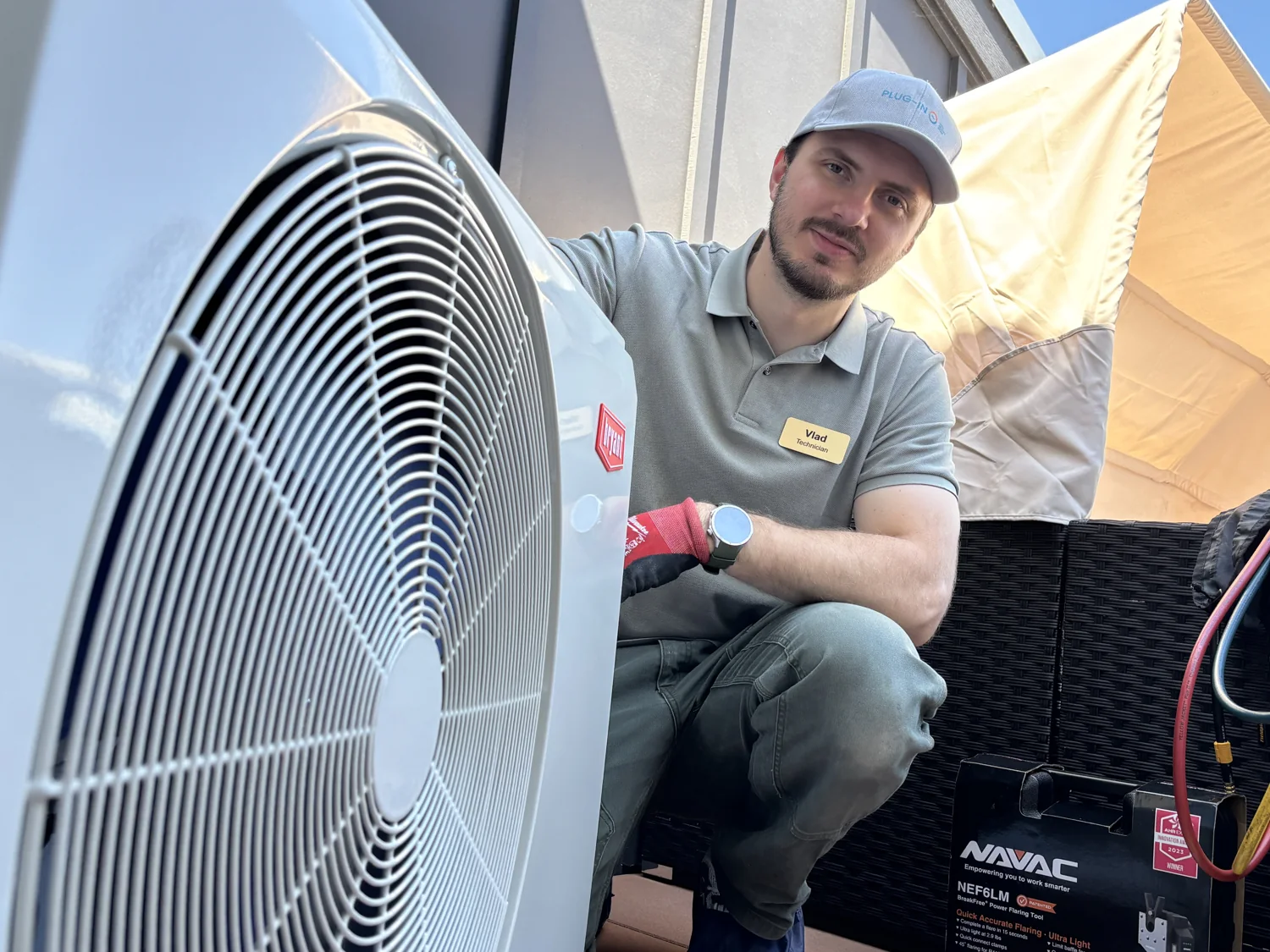 Plug-In Services technician Vlad working with Bryant equipment