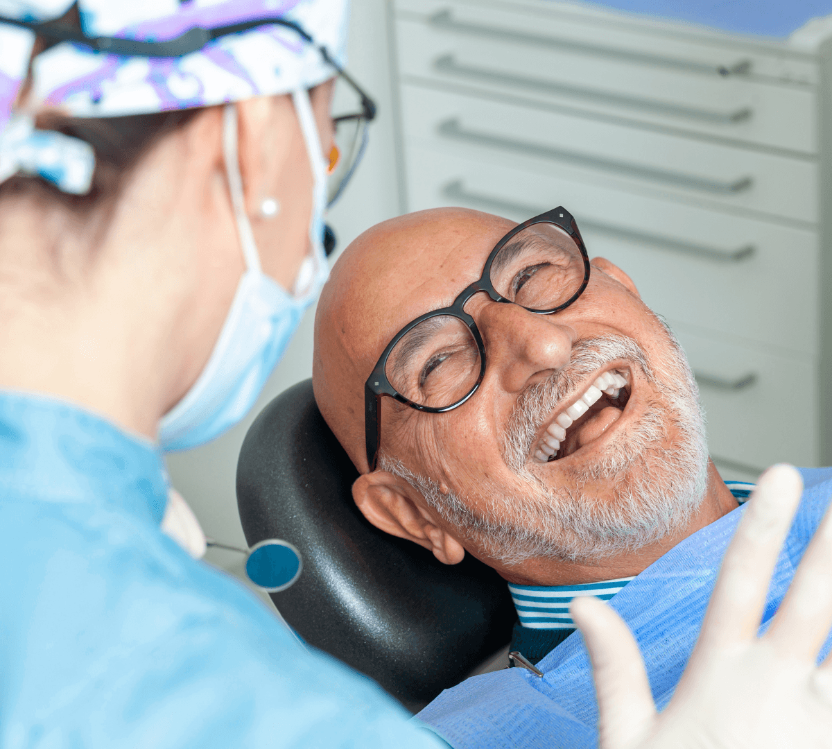 Happy patient getting care