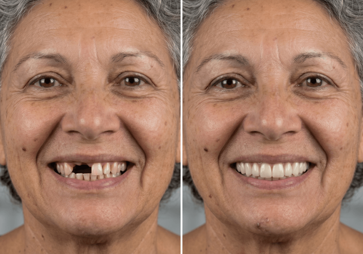 Before after of dental implants