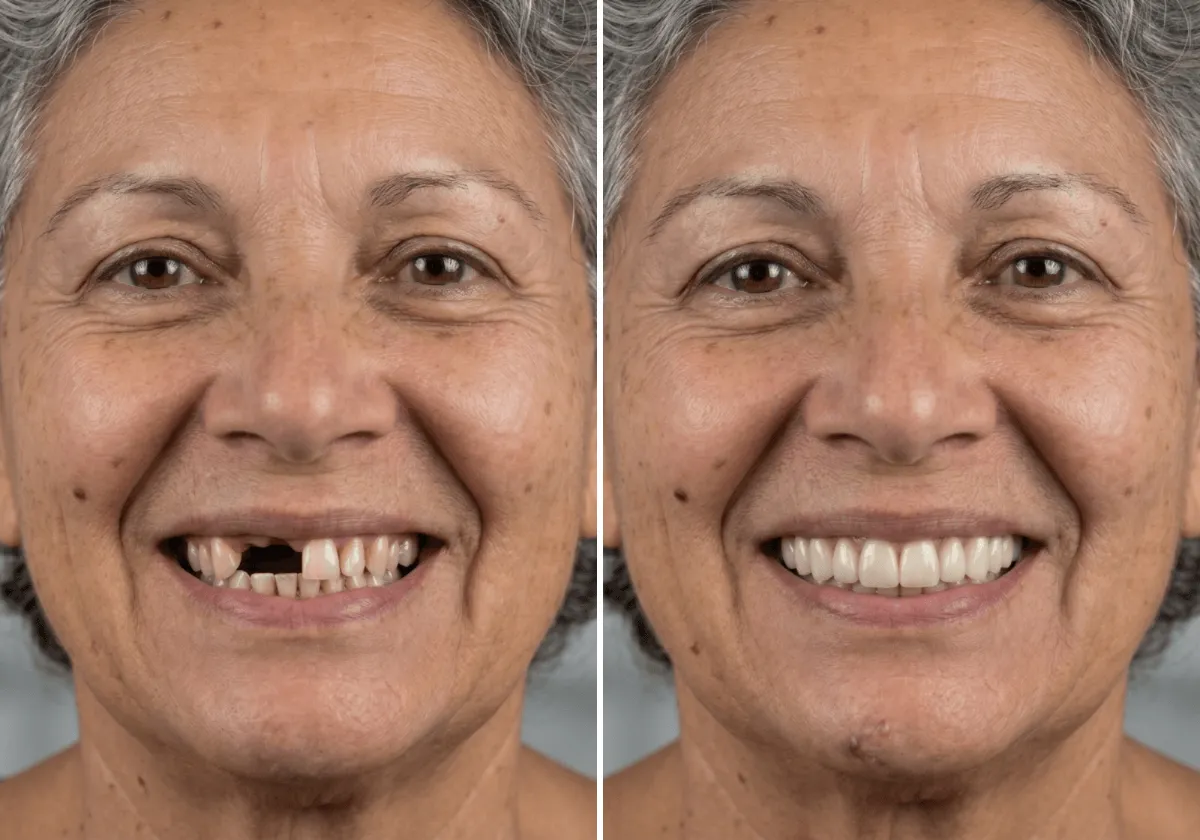 Before after of dental implants