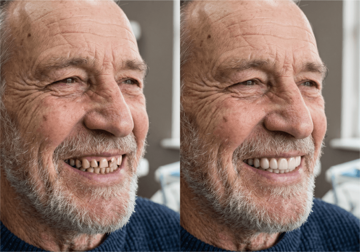 Before and after dental full crown 