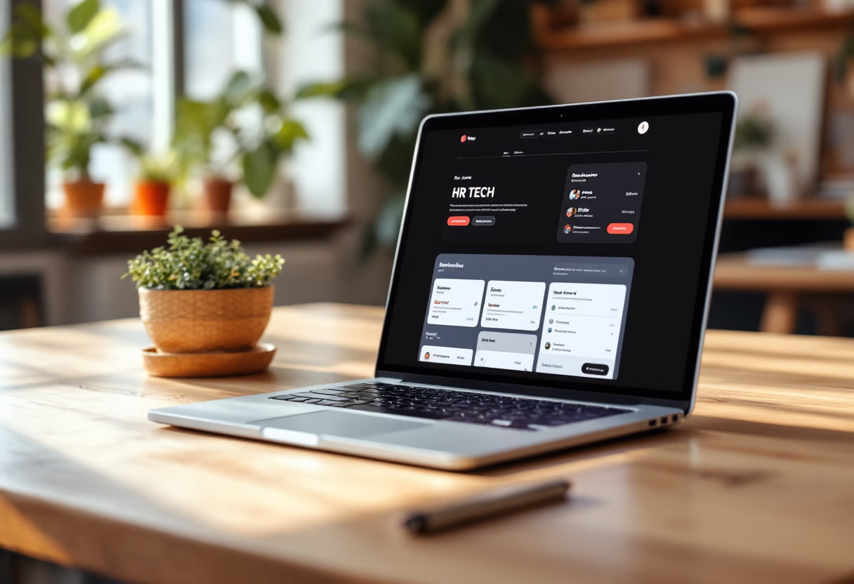 [interface] image of cloud-based solutions interface for hr tech on a laptop