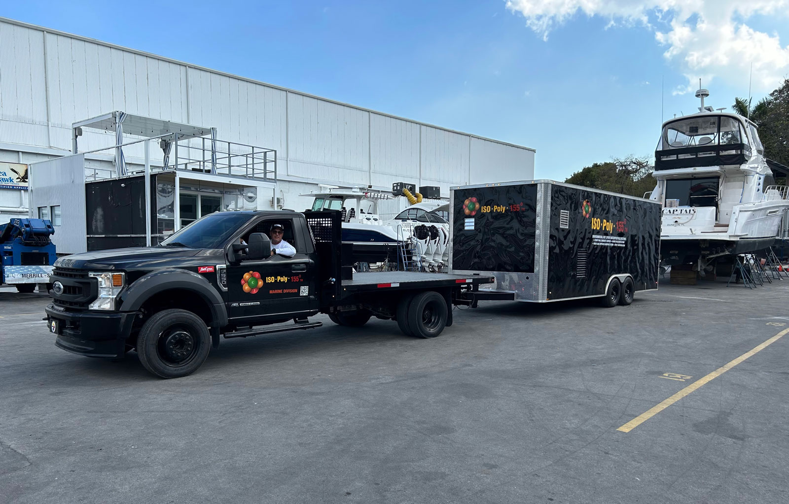 Iso Poly 155 truck to service a boat out of water